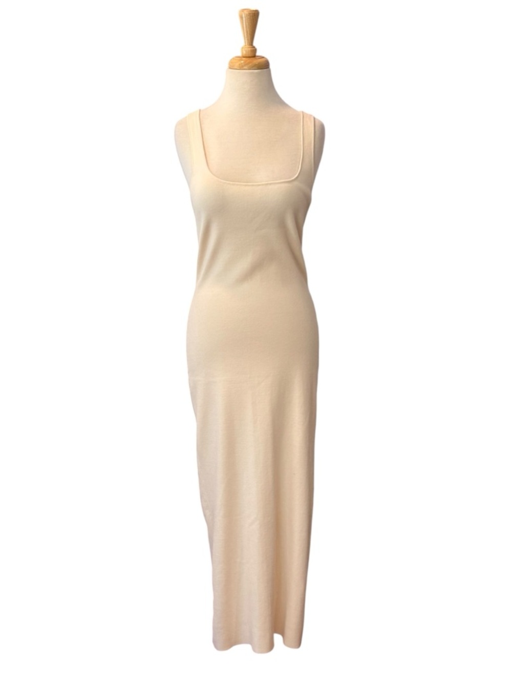 MESHKI Amara Scoop Neck Low Back Knit Maxi Dress Cream Size Medium NWOT - Picture 2 of 13